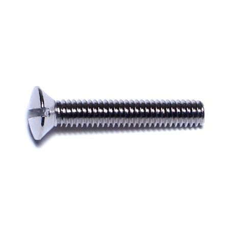 Midwest Fastener #8-32 x 1 in Slotted Oval Machine Screw, Chrome Plated Brass, 15 PK 70144